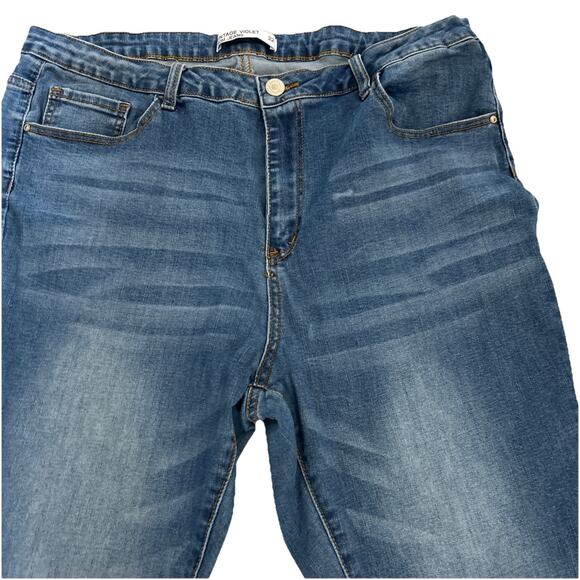 Mom Jeans Sz 22 Stretch Faded Blue Skinny Jeans Curvy Sexy Comfy Vintage Violet - Picture 2 of 7